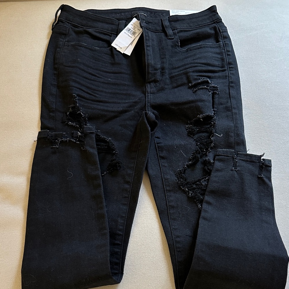 American Eagle Outfitters Black Ripped Skinny Jeans